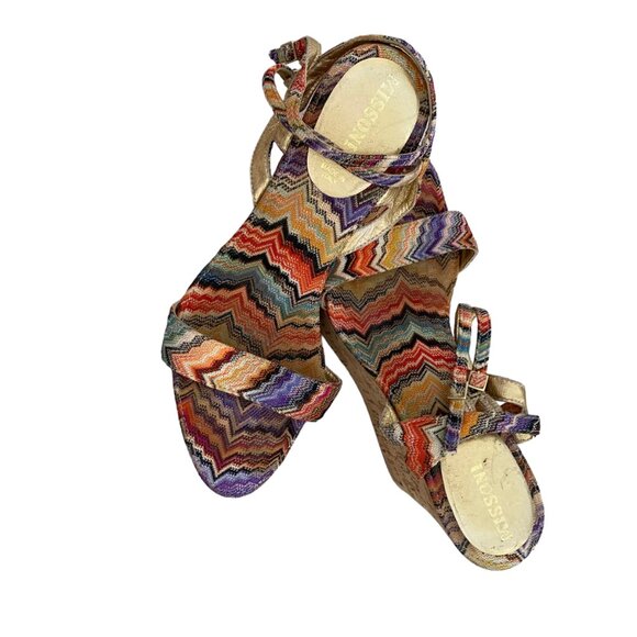 Missoni cork wedge platform multicolor print zig zag classic 38, US8 - Picture 5 of 10